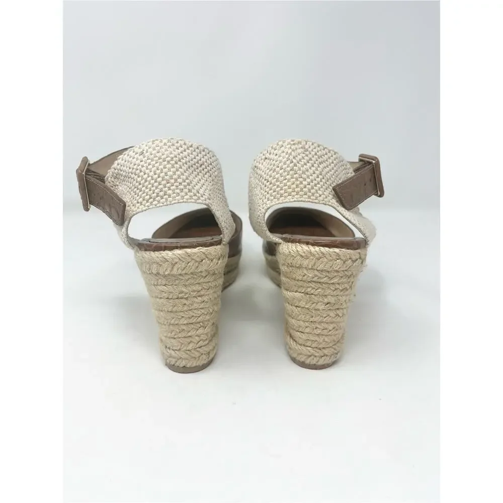 Christian Louboutin Amelina Brown Croc Leather Espadrille Wedge Sandal size 38